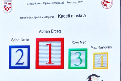 Roko Mijić osvojio je 3. mjesto u kategoriji kadeta A na Otvorenom prvenstvu Hrvatske u ergometrima