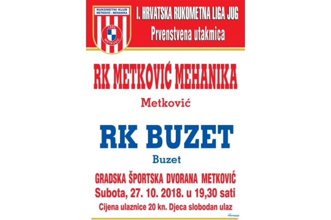U subotu RK Metković Mehanika  dočekuje RK Buzet